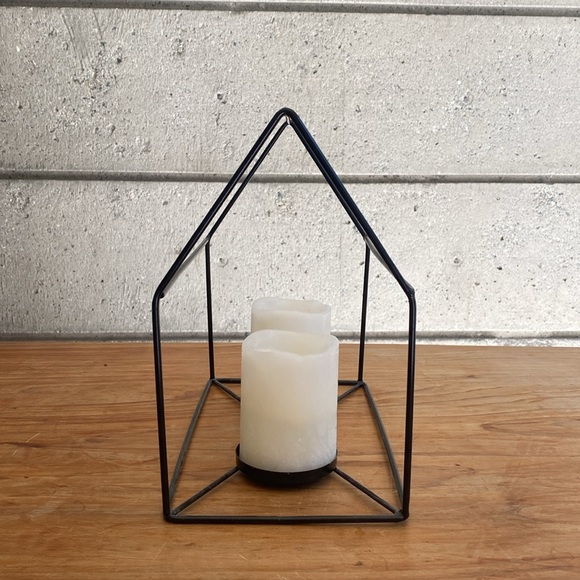 “Home” Metal Candle Holder (2 battery operated wax candles included) - Picture 3 of 8